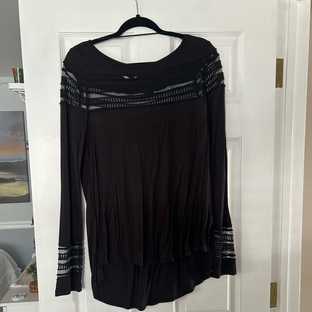 Free People black long sleeve top